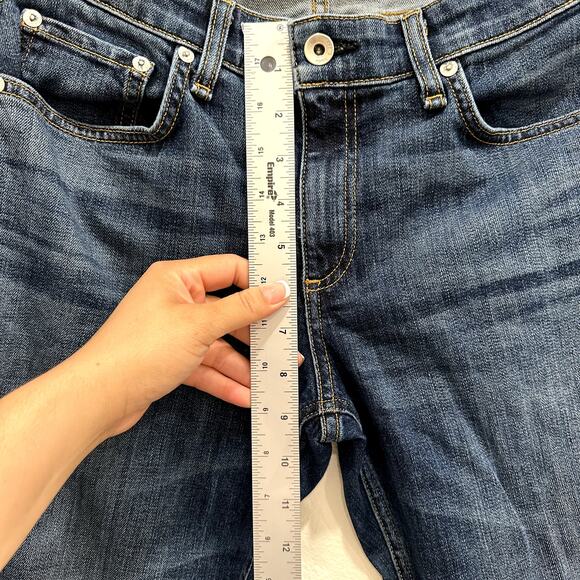 Rag & Bone Dre Low-Rise Slim Boyfriend Jeans Women 28 Blue Raw Hem Stretch USA - Picture 6 of 8